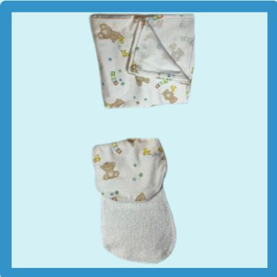 Baby Wrap and 3 Burp Cloths