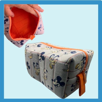 Boxed zipper pouch