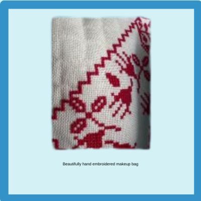 Embroidered Boxed zipper pouch